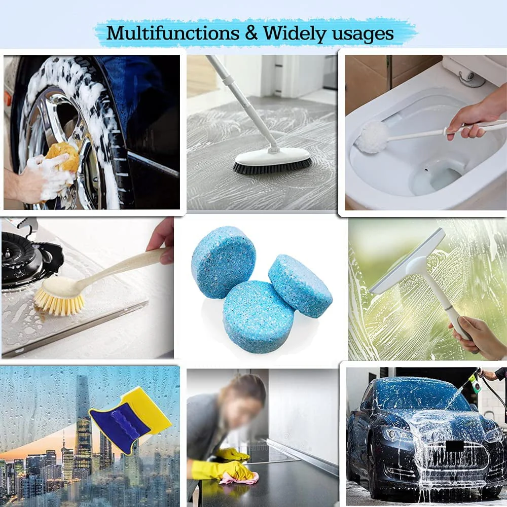 OBOSOE 100Pcs Windshield Washer Fluid Tablets,Wiper Fluid Concentrate,Washer Cleaning Tool for Car Kitchen Window, 1 Piece Makes 1.05 Gallons,100 Pcs Makes 105 Gallons(Winter: Use With Antifreeze)
