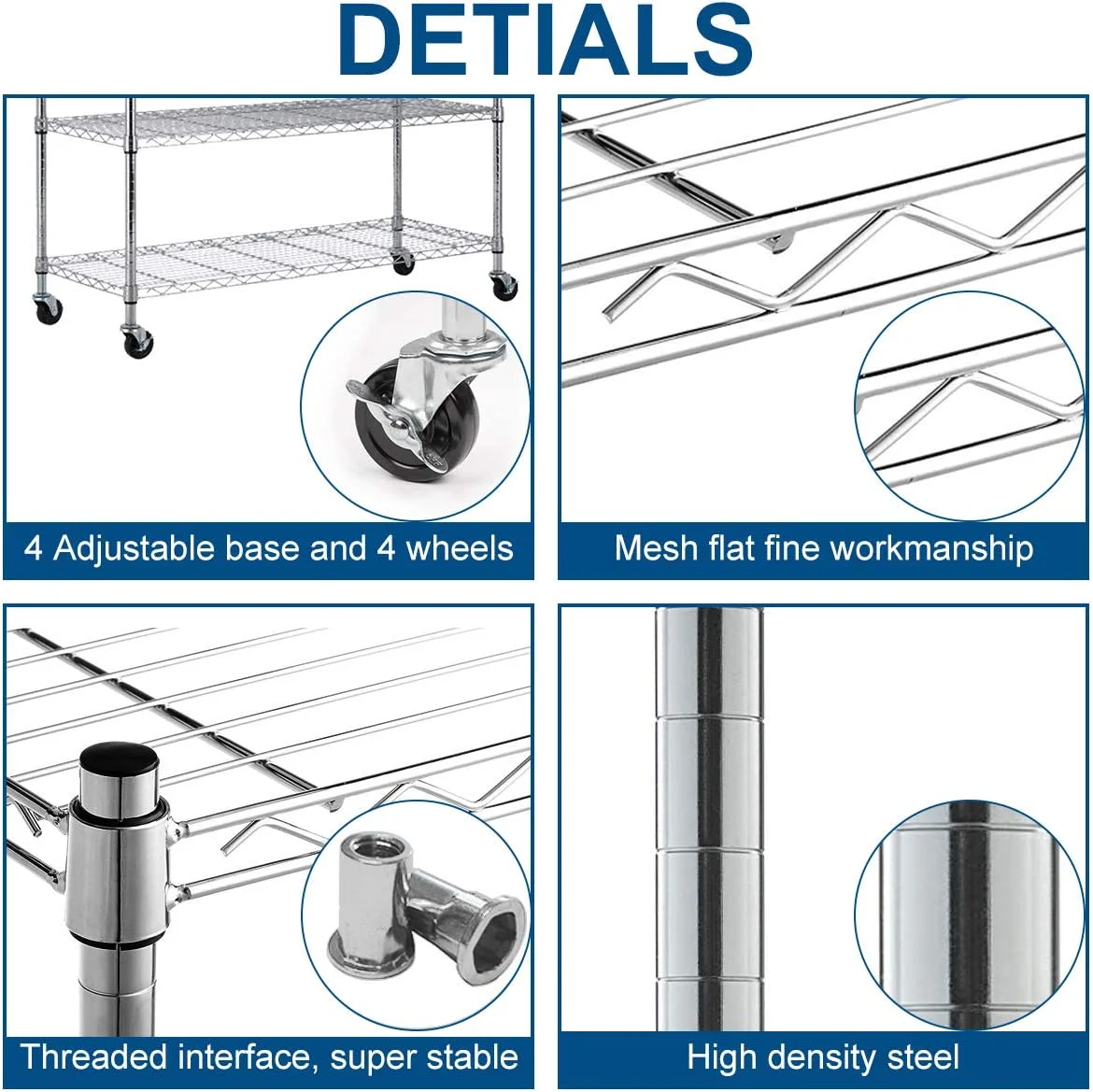 6 Tier Wire Shelving Unit Metal Storage Shelves w/Wheels, 350 Capacity Per Shelf, Heavy Duty Steel Garage Shelf, 48" L X 18" W X 82" H Pantry Kitchen Closet Racks