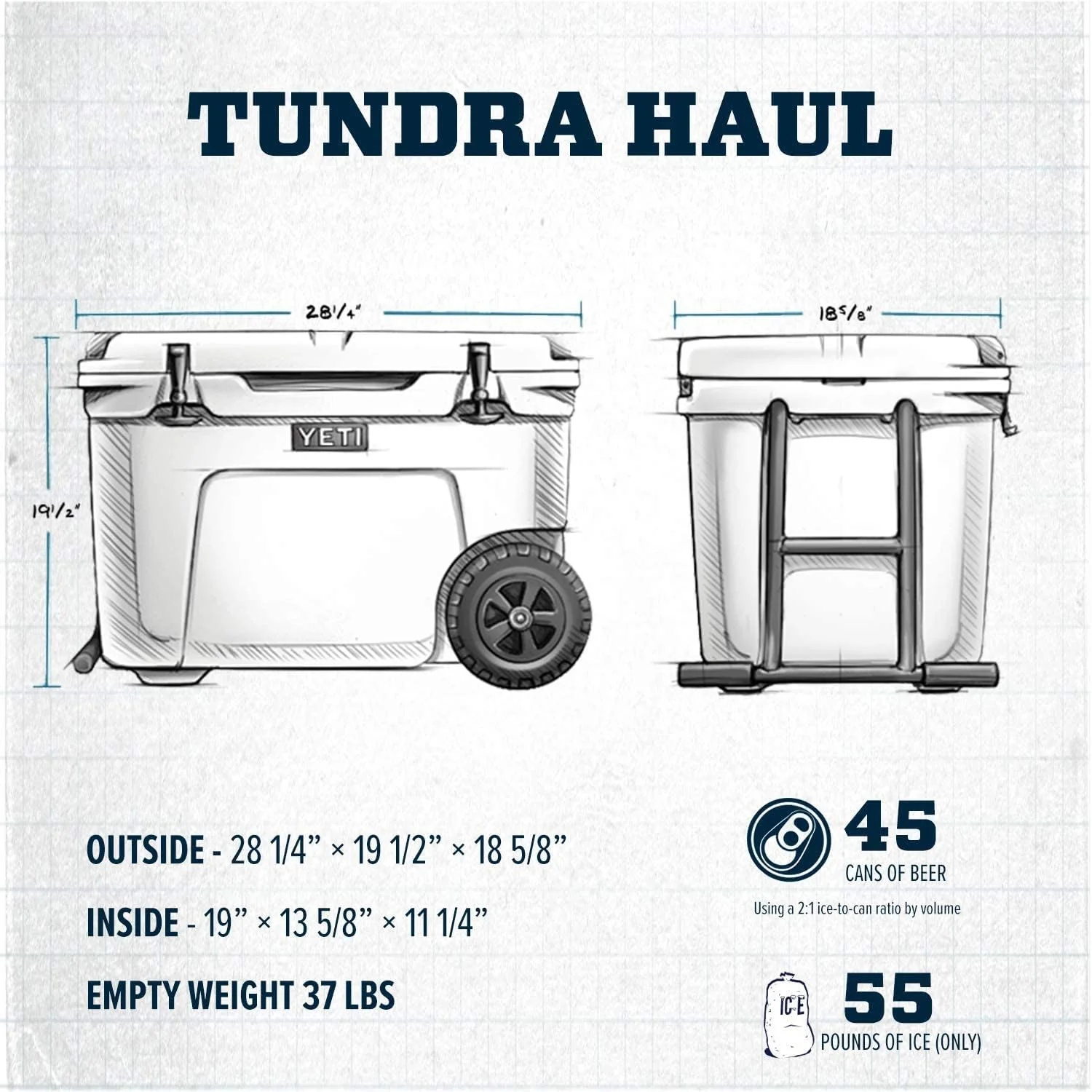 YETI Tundra Haul Wheeled Cooler, Navy