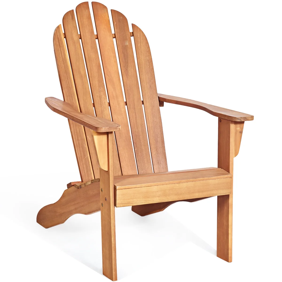 Costway Outdoor Adirondack Chair Accent Chair Solid Wood sturdy Patio Garden Deck Furniture Gray