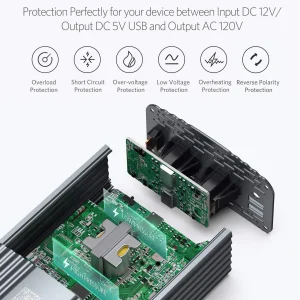 BESTEK 500W Pure Sine Wave Power Inverter DC 12V to 110V AC Car Plug Inverter Adapter Power Converter with 4.2A Dual USB Charging Ports and 2 AC Outlets Car Charger, ETL Listed, Grey