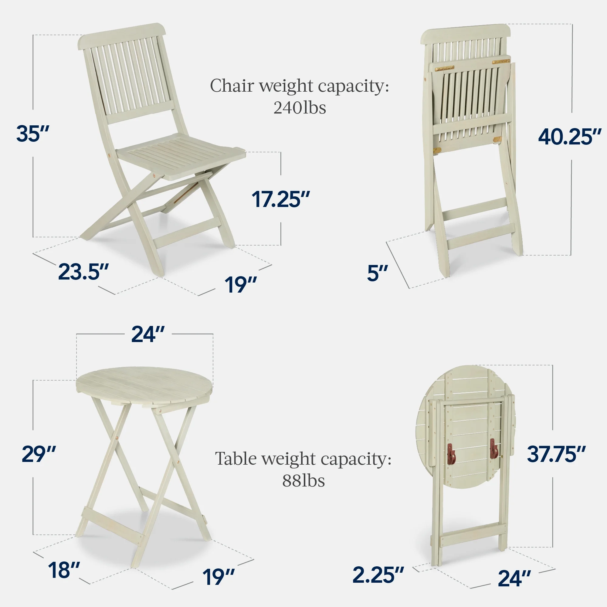 Best Choice Products 3-Piece Acacia Wood Bistro Set, Folding Patio Furniture w/ 2 Chairs, Table - Natural