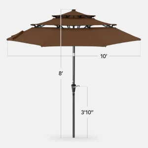 Best Choice Products 10ft 3-Tier Patio Umbrella, Market Sun Shade w/ Tilt Adjustment, Easy Crank - Red