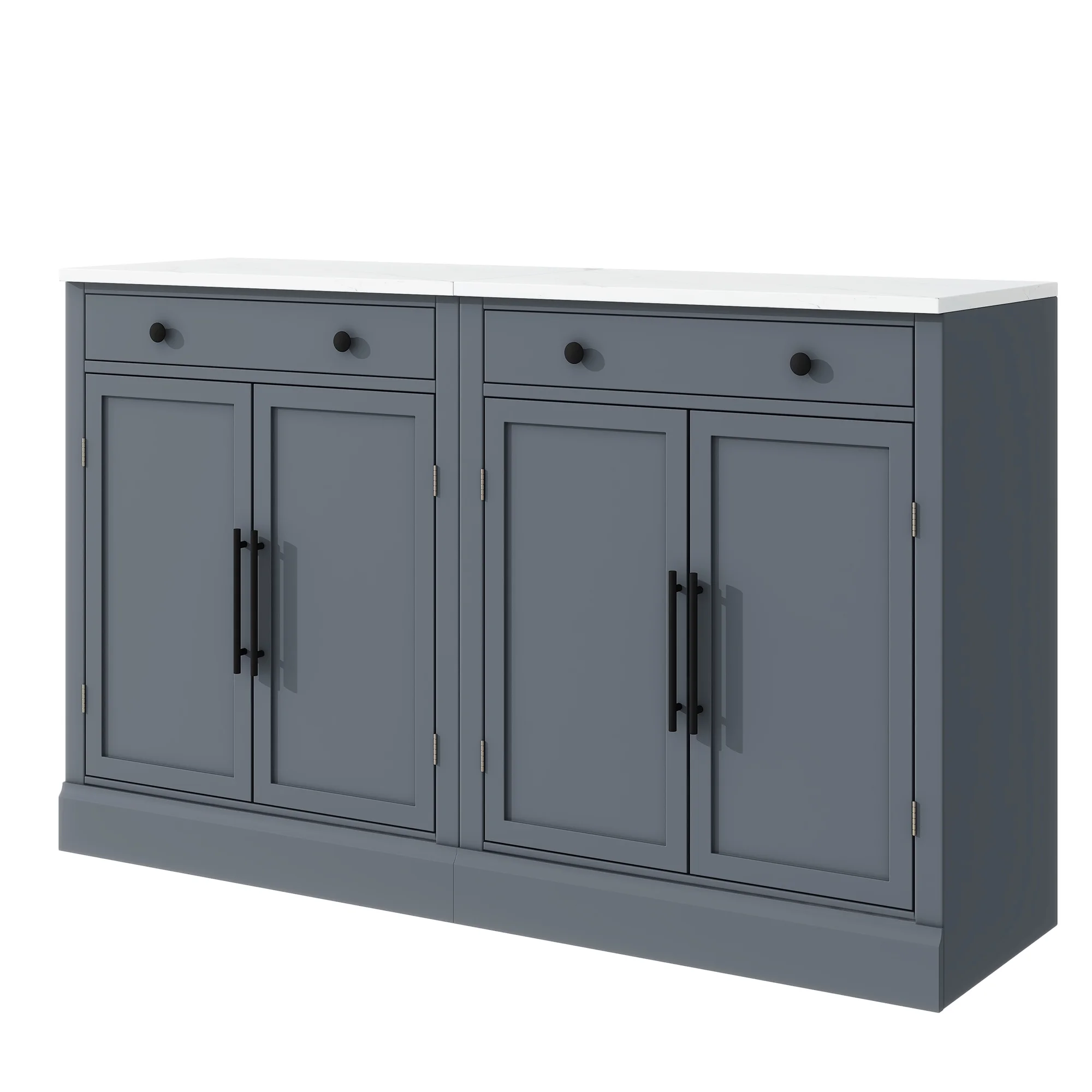 Euroco Modern Freestanding Kitchen Pantry,Buffet Food Storage, Coffee Bar Cabinet with Drawer, 2 Adjustable Shelves and 2 Door Shelves for Dining, Kitchen,White