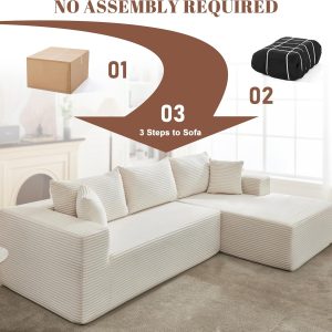 110 Cloud Sectional Couch, Boneless Sofa for Living Room Modular Sectional Sofa with Deep Seat