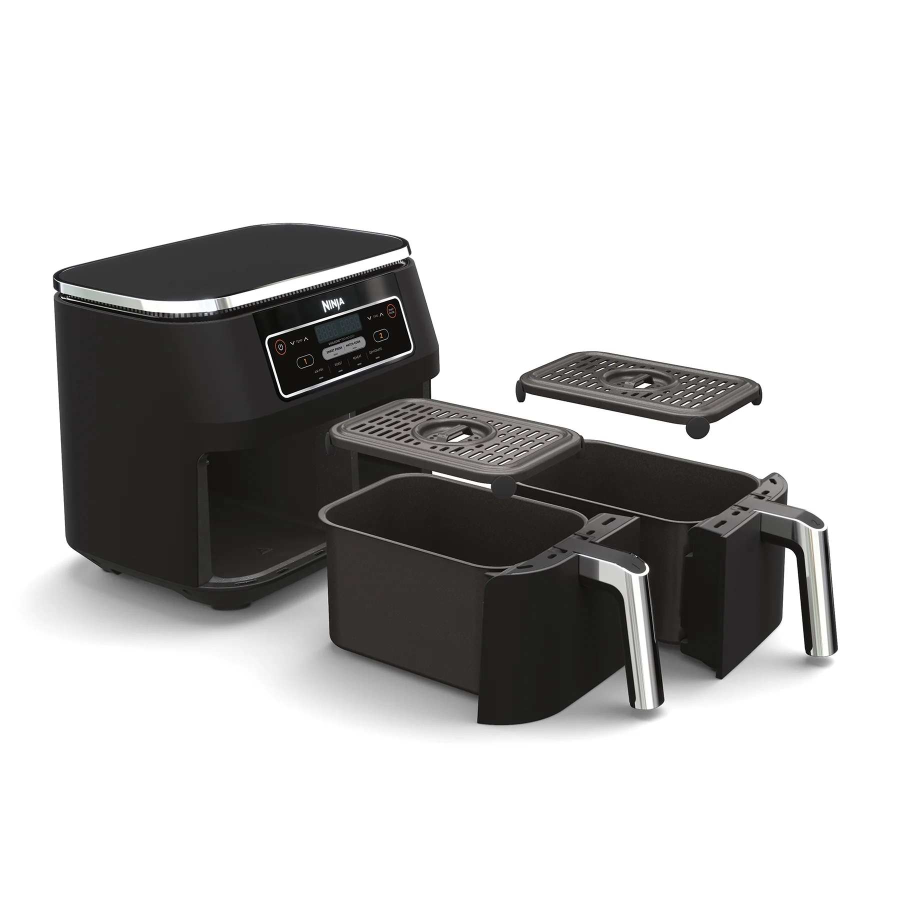 Restored Ninja DZ100 Foodi? 4in1, 8Qt., 2Basket Air Fryer with Dualzone? Technology (Black) (Refurbished)