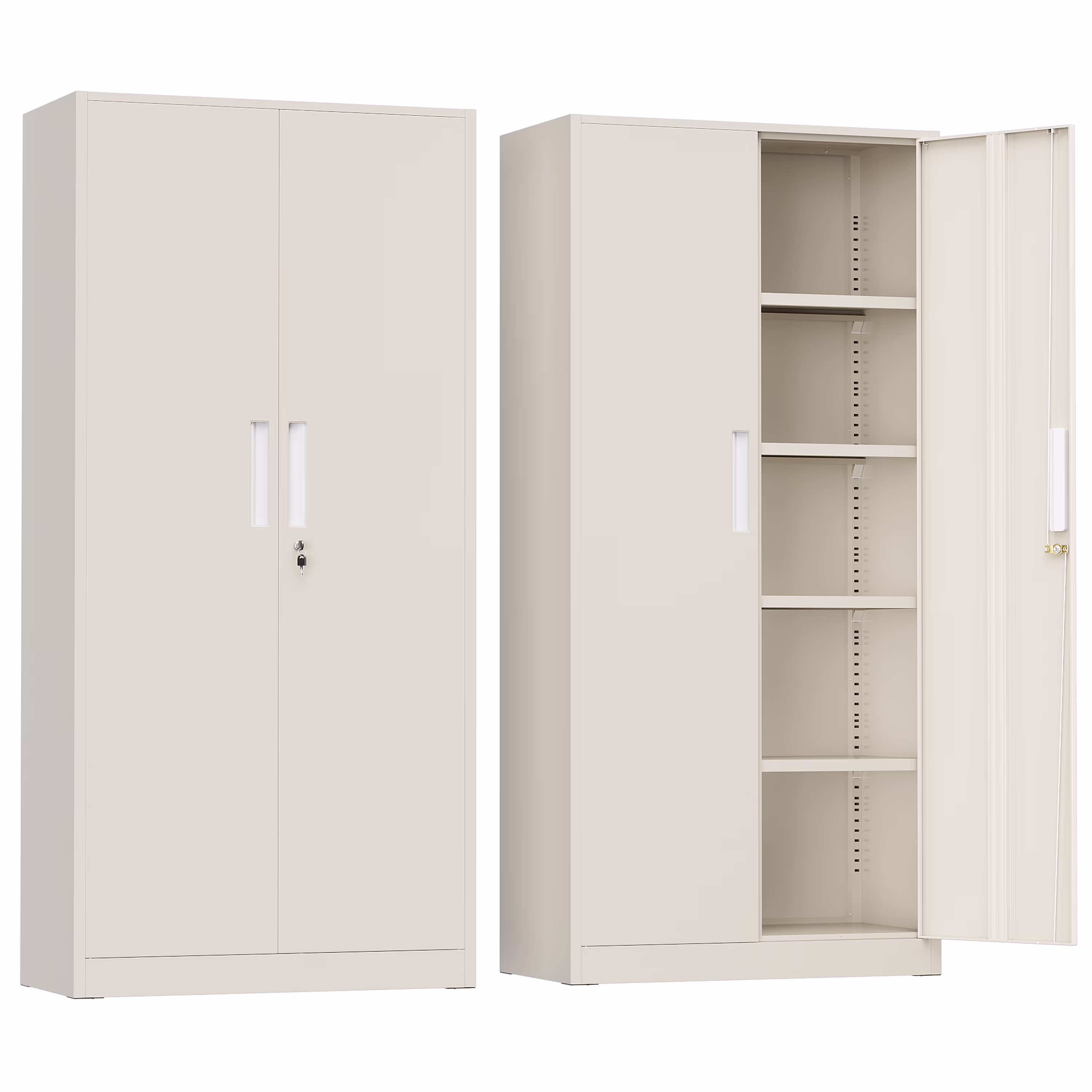 SUNCROWN 71 In Metal Storage Garage Cabinets with Locking Doors and Adjustable Shelves, Steel Storage Cabinet for Garage, Office, Classroom, Assemble Required(Black)