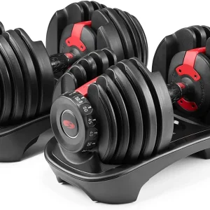 Bowflex SelectTech 552 Adjustable Dumbbells (pair), 2.3C23.8 kg, space-saving home fitness equipment