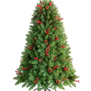 Jostyle 4.5FT Pre-Lit Christmas Tree, Decorated with 300 Clear Lights and Realistic 516 Thicken Tips