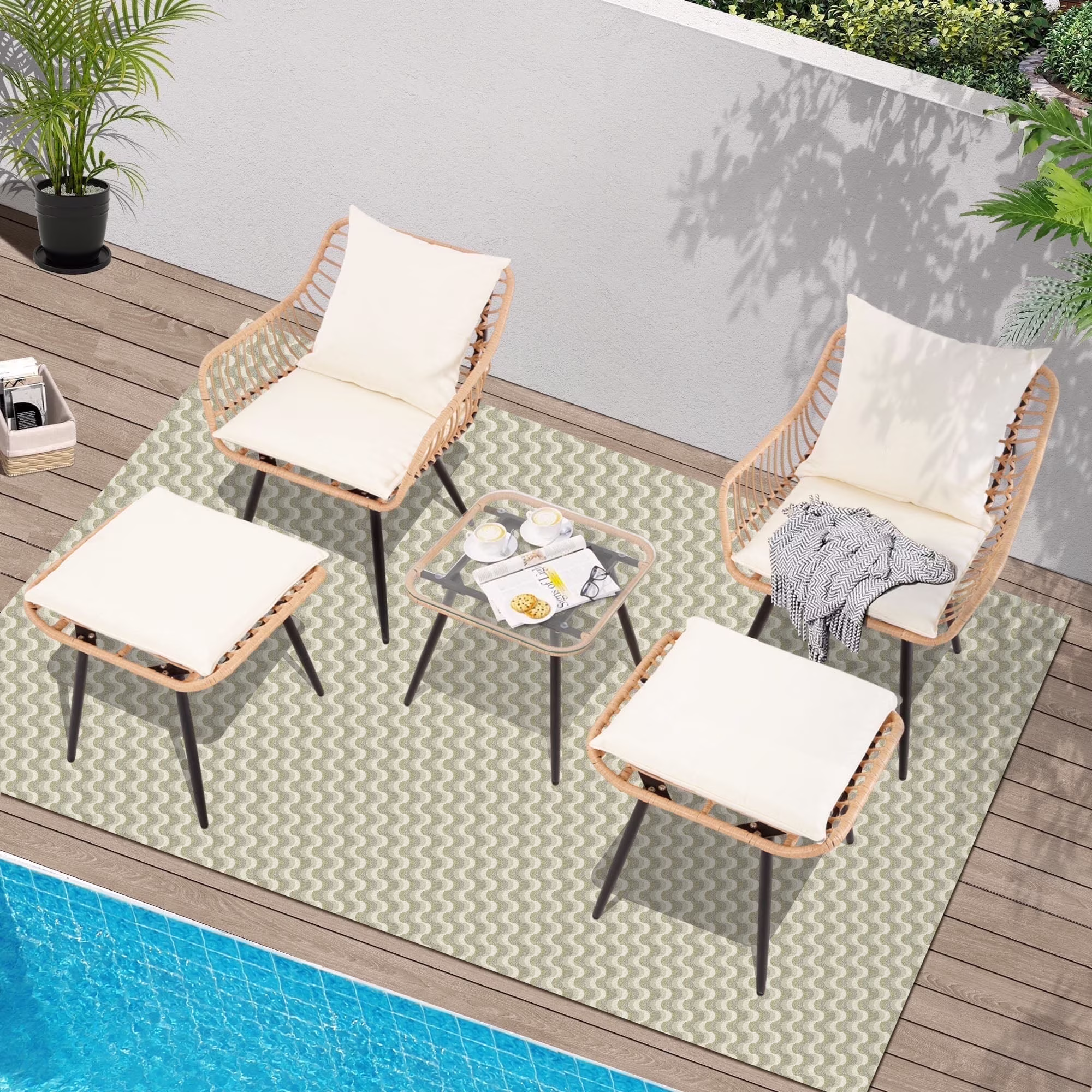 Ainfox 7 Pcs Outdoor Patio Furniture Sofa Set on Sale, Grey Rattan Grey Cushion
