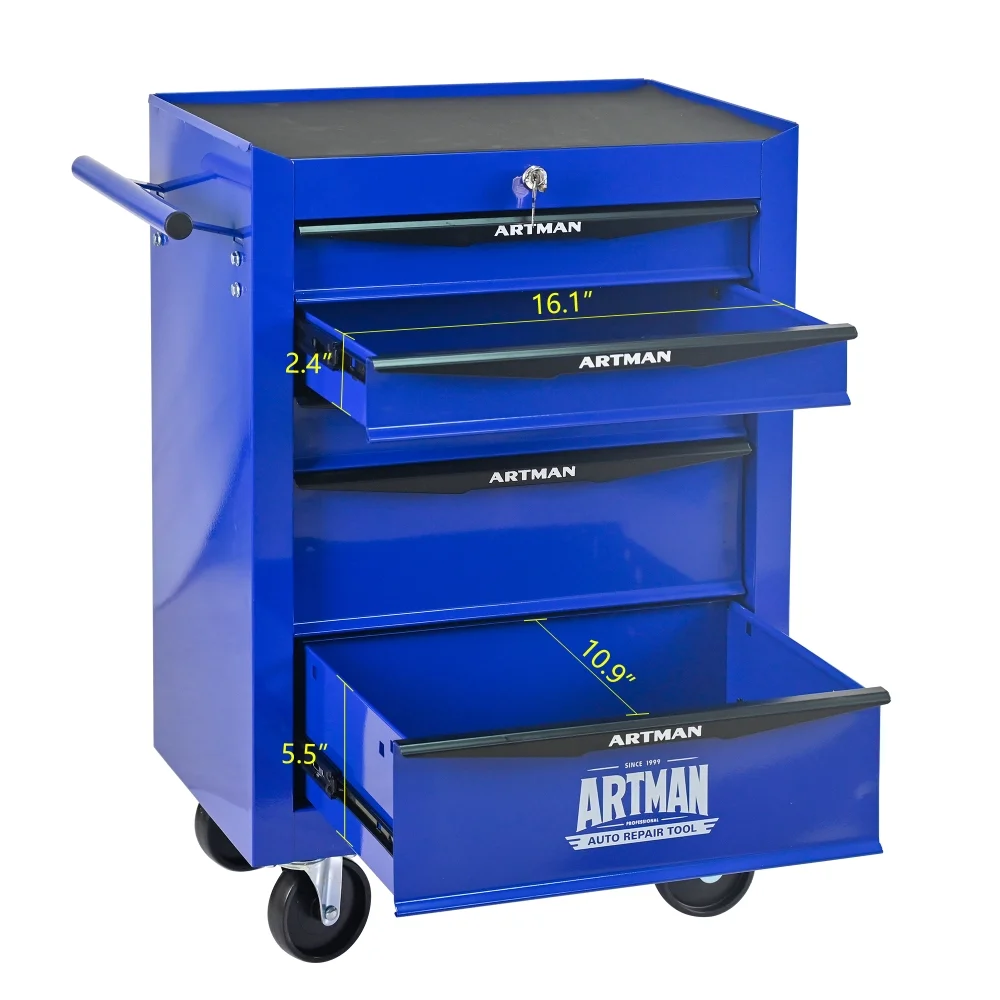 Rolling Metal Tool Chest with 5 Drawers, 20" 5-Drawer Tool Chest Cabinet with Ball Bearing Drawer Slides, Steel Tool Storage Box Organizer