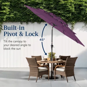 Best Choice Products 10ft 3-Tier Patio Umbrella, Market Sun Shade w/ Tilt Adjustment, Easy Crank - Red