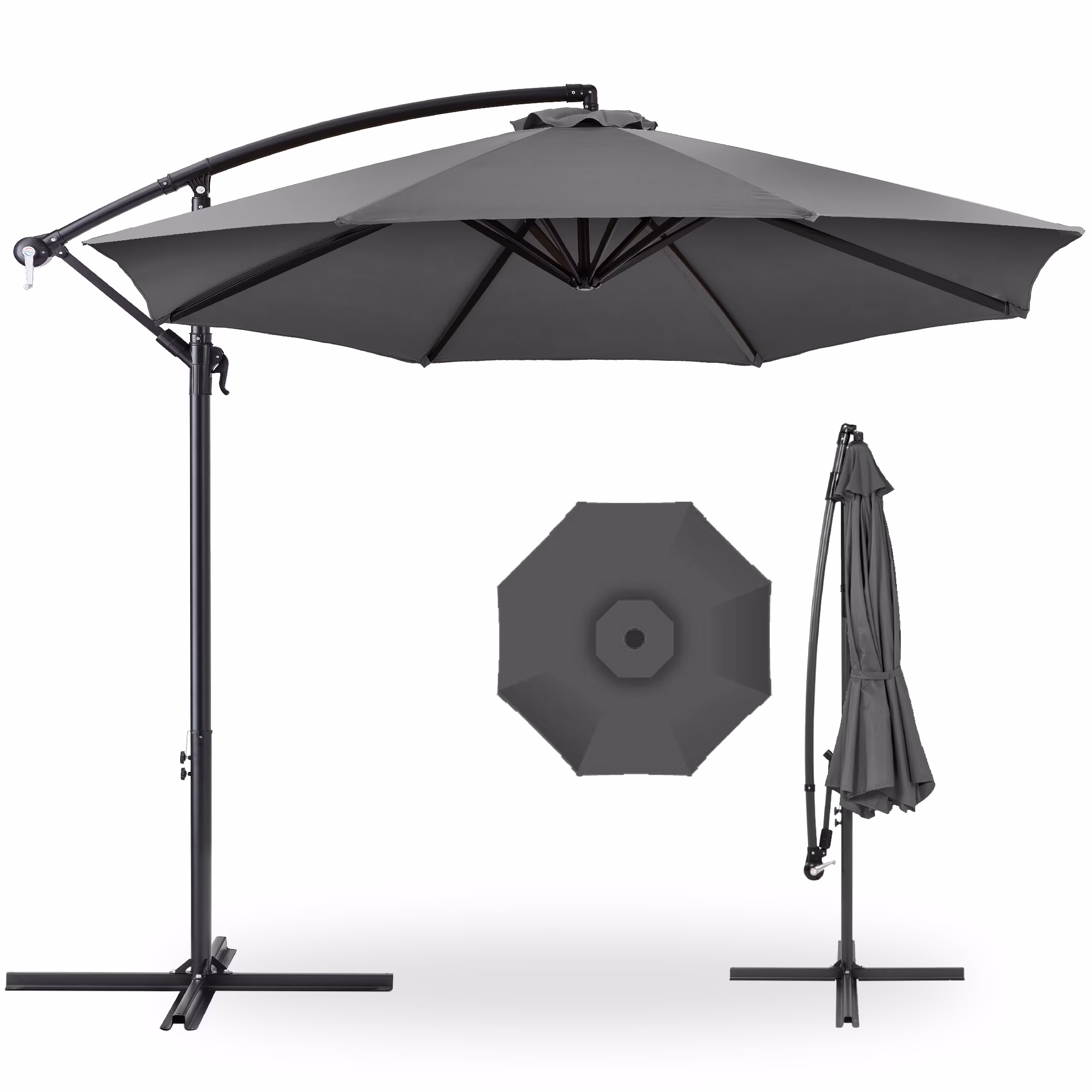 Best Choice Products 10ft Offset Hanging Outdoor Market Patio Umbrella w/ Easy Tilt Adjustment - Tan