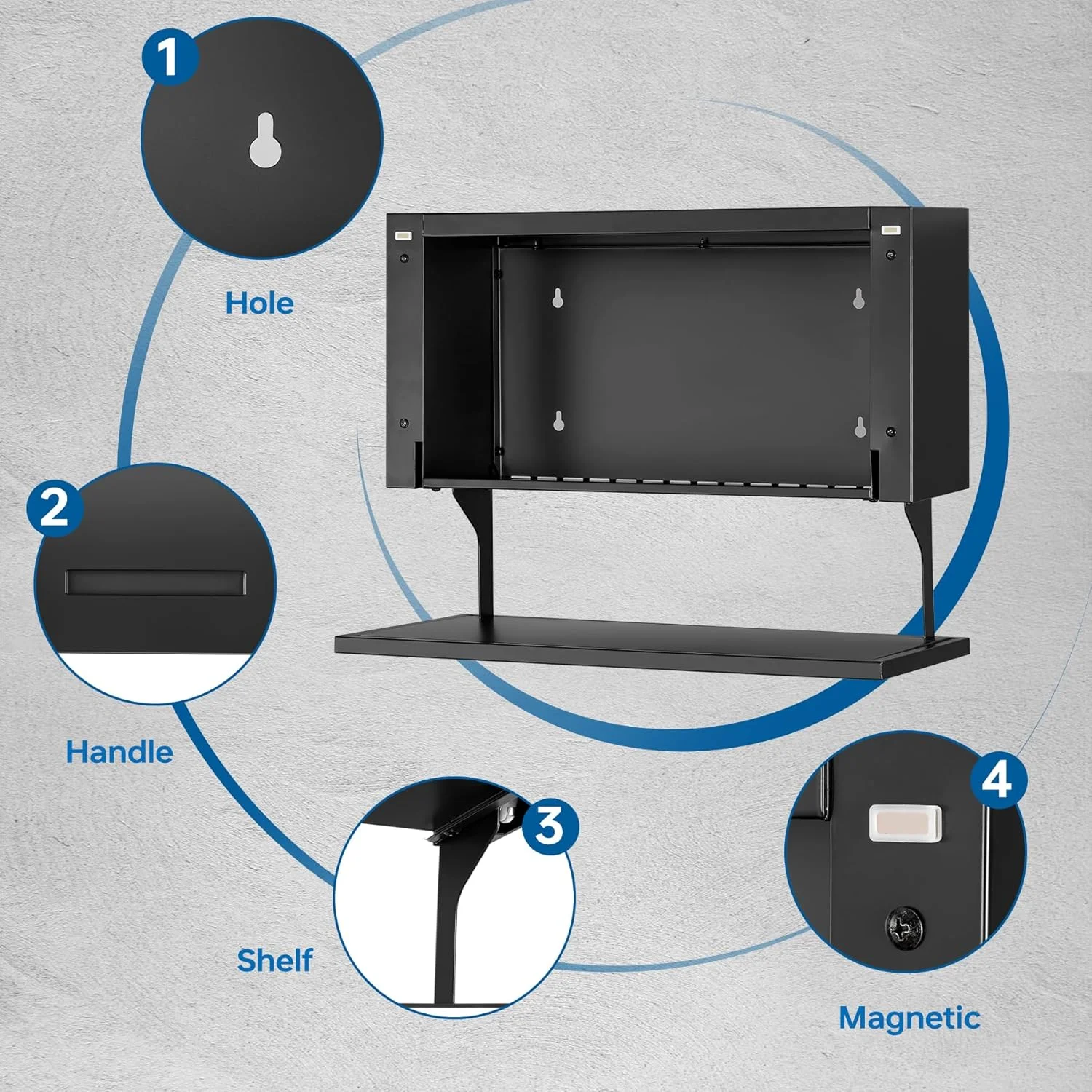 Metal Wall Storage Cabinet with Lock 2 Shelving Garage Storage Cabinet with Flip-Up Door Hanging Garage Cabinet for Kitchen Home Workshop,Assembly Required (Black Gray, 21.6''H)