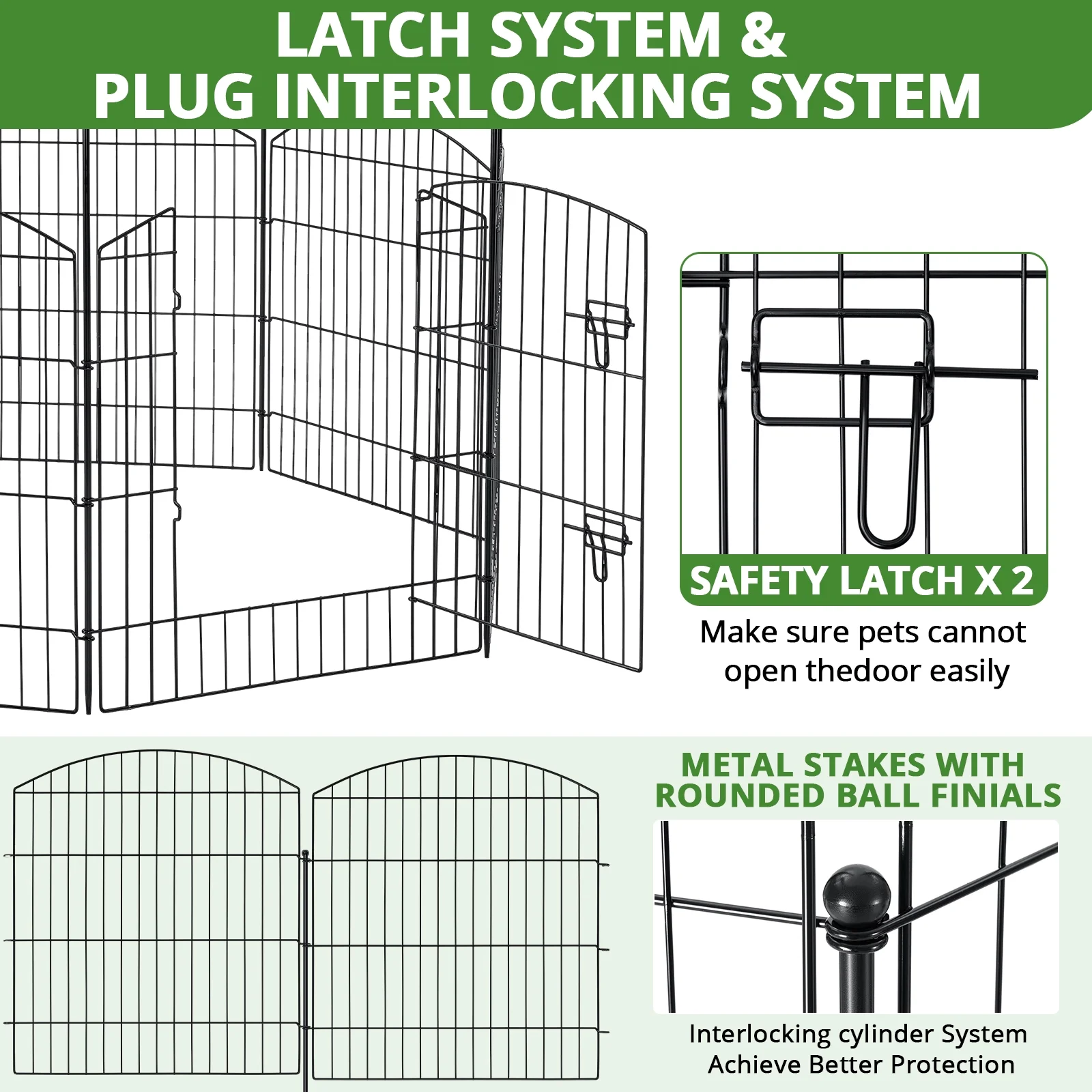 BSHAPPLUS® Garden Fence 10 Pack ,33in (H) x 24ft (L) Metal Fence,Rustproof Decorative Fence,Animal Wire Fence,Wrought Iron Fence, Outdoor Picket Fencing No-Dig for Yard, Lawn and Patio Borders