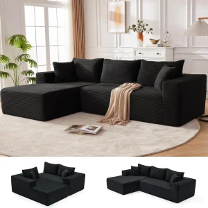 110 Cloud Sectional Couch, Boneless Sofa for Living Room Modular Sectional Sofa with Deep Seat