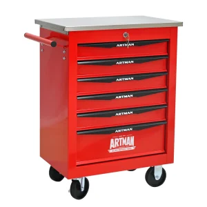 Tool Cabinets 4 Drawers Multifunctional Tool Cart with Wheels,Metal Rolling Tool Cart Storage for Garage Workshop Warehouse Repair Shop--With Stainless Steel Roof- Red&Black,Garage Tool Cabinets