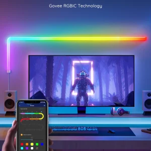 Govee Glide RGBIC Smart Wall Light, Multicolor Customizable, Music Sync LED Home Decor, 6 Pcs and 1 Corner