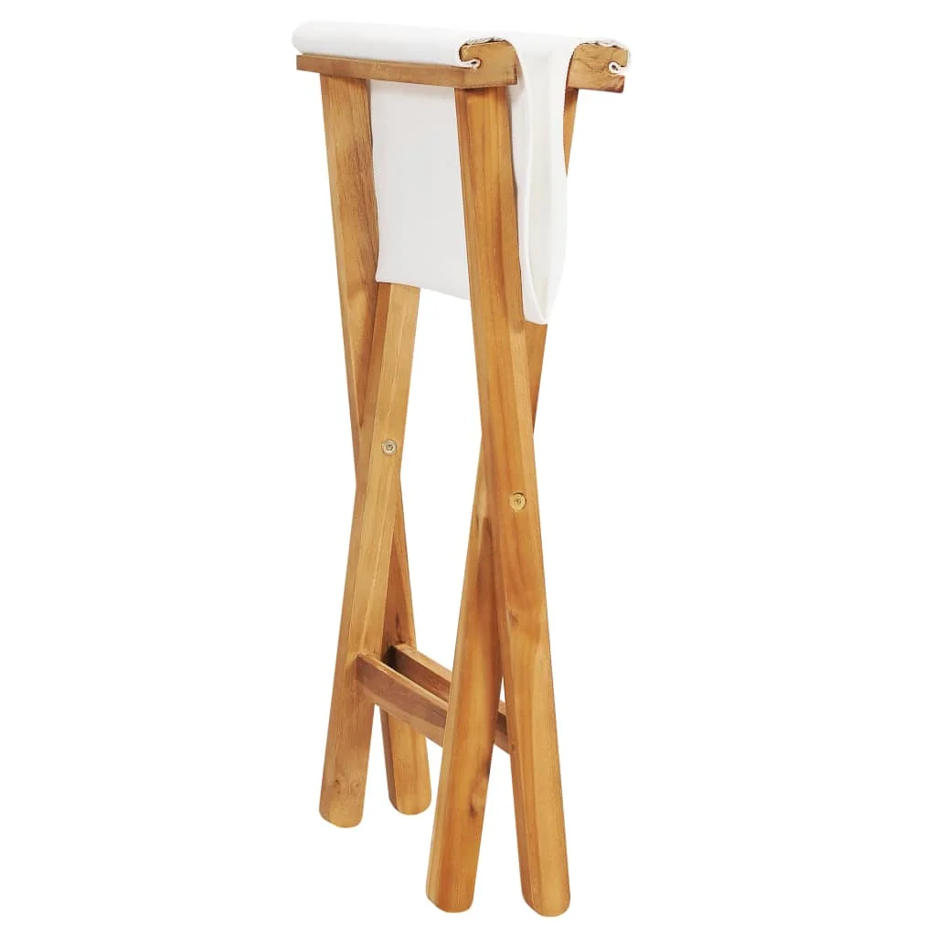 vidaXL Folding Chairs 2 Pcs Patio Stool for Camping Solid Wood Teak and Fabric