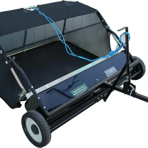 Yard Tuff 42 Inch Quick Assembly Tow Style Lawn Yard Sweeper with Brush Height Adjustment and Mesh Bag for Debris, Leaves, Grass, and More