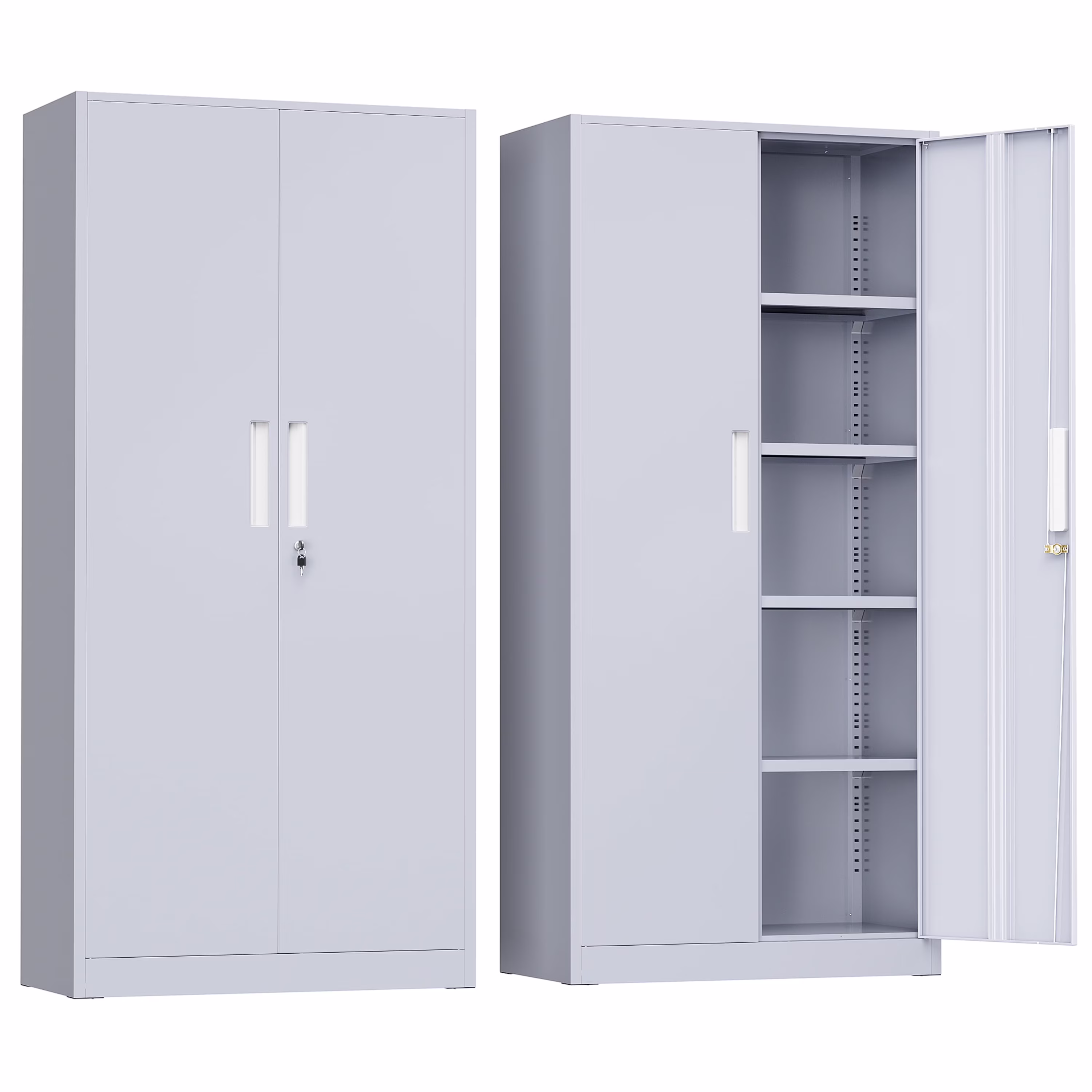 SUNCROWN 71 In Metal Storage Garage Cabinets with Locking Doors and Adjustable Shelves, Steel Storage Cabinet for Garage, Office, Classroom, Assemble Required(Black)