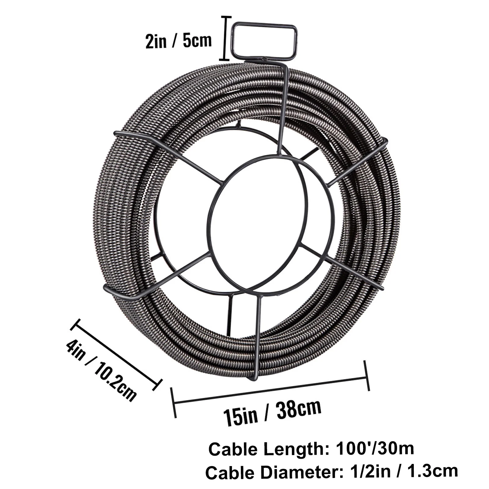 SKYSHALO Drain Cleaning Cable 100 Feet x 1/2 Inch Solid Core Cable Sewer Cable Drain Auger Cable Cleaner Snake Clog Pipe Drain Cleaning Cable Sewer Drain Auger Snake Pipe