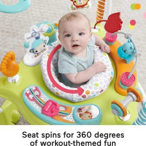 Fisher-Price Baby Bouncer Fitness Fun Folding Jumperoo Infant Activity Center with Lights & Music. Unisex