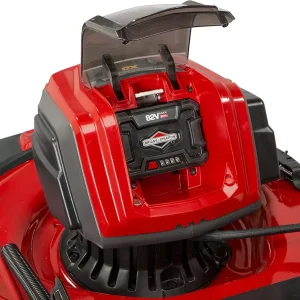 82V MAX 21′′ Electric Cordless Lawn Mower, Steel Deck, 3-in-1 Design, Red/Black