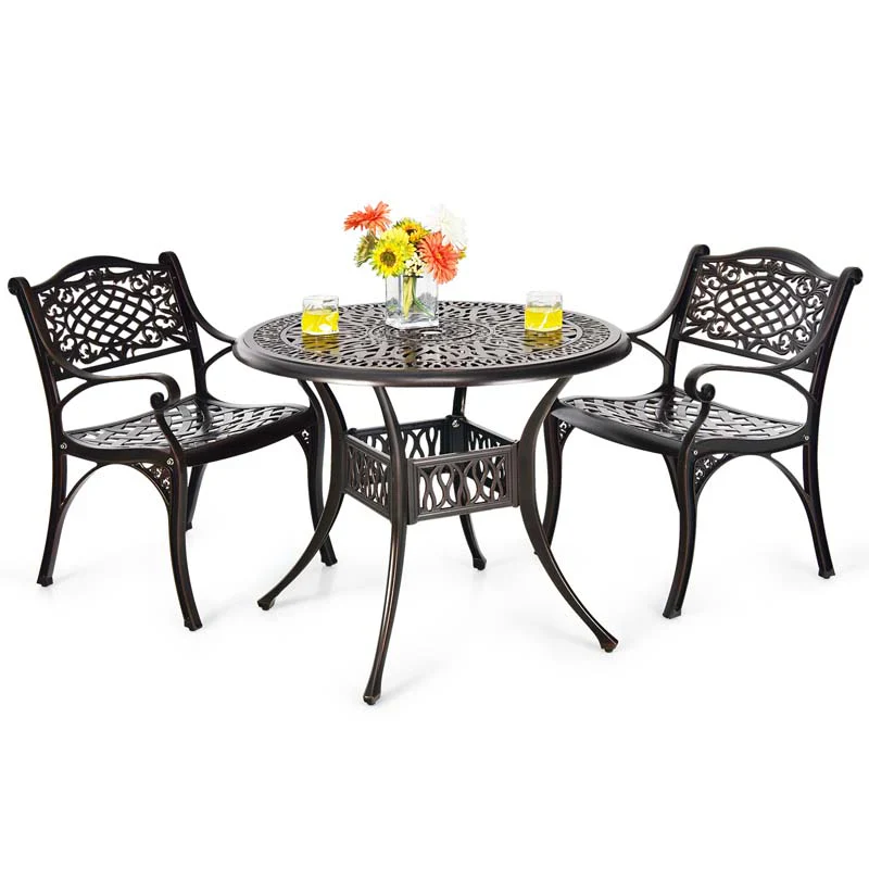 2/4Pcs All-Weather Cast Aluminum Chairs with Armrests & Curved Seats, Outdoor Dining Chairs Patio Bistro Armchairs