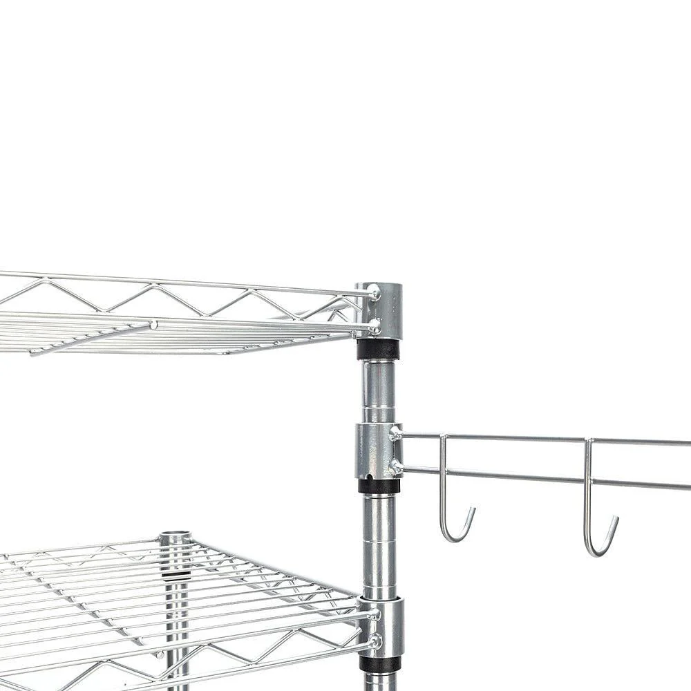 Ktaxon 4 Tier Baker's Rack, Microwave Oven Stand, Kitchen Storage Rack, Kitchen Utility Cart Storage Shelf Organizer Workstation with Spice Rack, Hanging Hooks, Chrome, Silver
