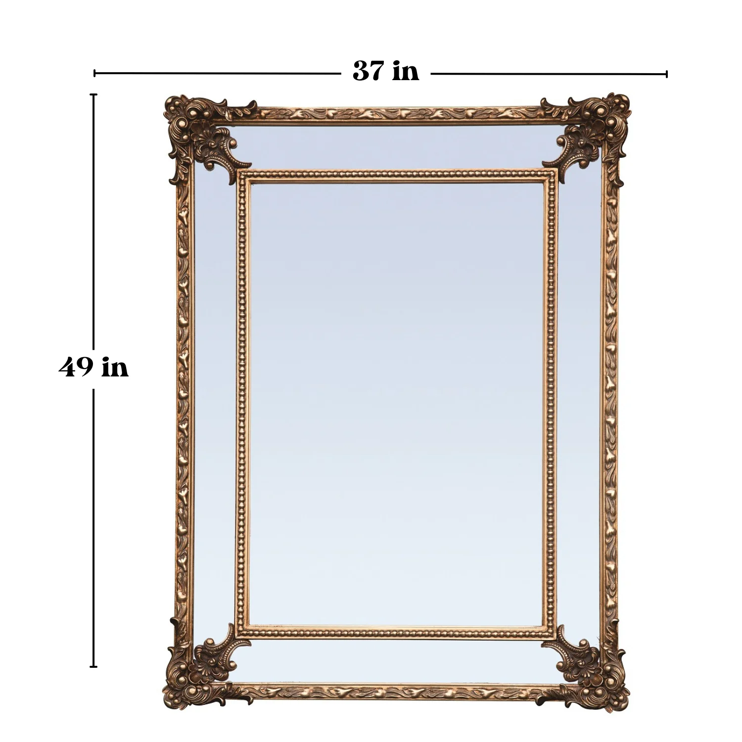 FFPEG Rectangular Baroque Style Antique Gold Mirror - Traditional Old-World Charm -Home Decor