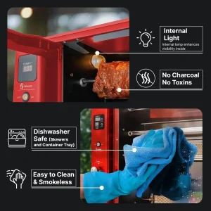 Brazilian Flame Churrasco? Gas Rotisserie Oven Grill Roaster with Auto Rotating Skewers for Rotisserie Chicken Brazilian Style BBQ and Churrasco Shawarma Machine Propane Grill - 2024 Series