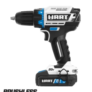 HART 20-Volt Cordless Brushless 1/2-inch Drill/Driver Kit and 10-inch Storage Bag (1) 2Ah Lithium-Ion Battery