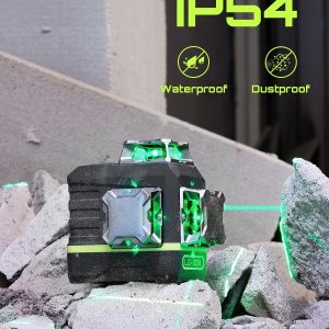 Laser Level 3x360- LASGOO with Remote Control, 2 Rechargeable Batteries, 100FT Range, 360- Magnetic Rotating Stand, IP54, 3Ds