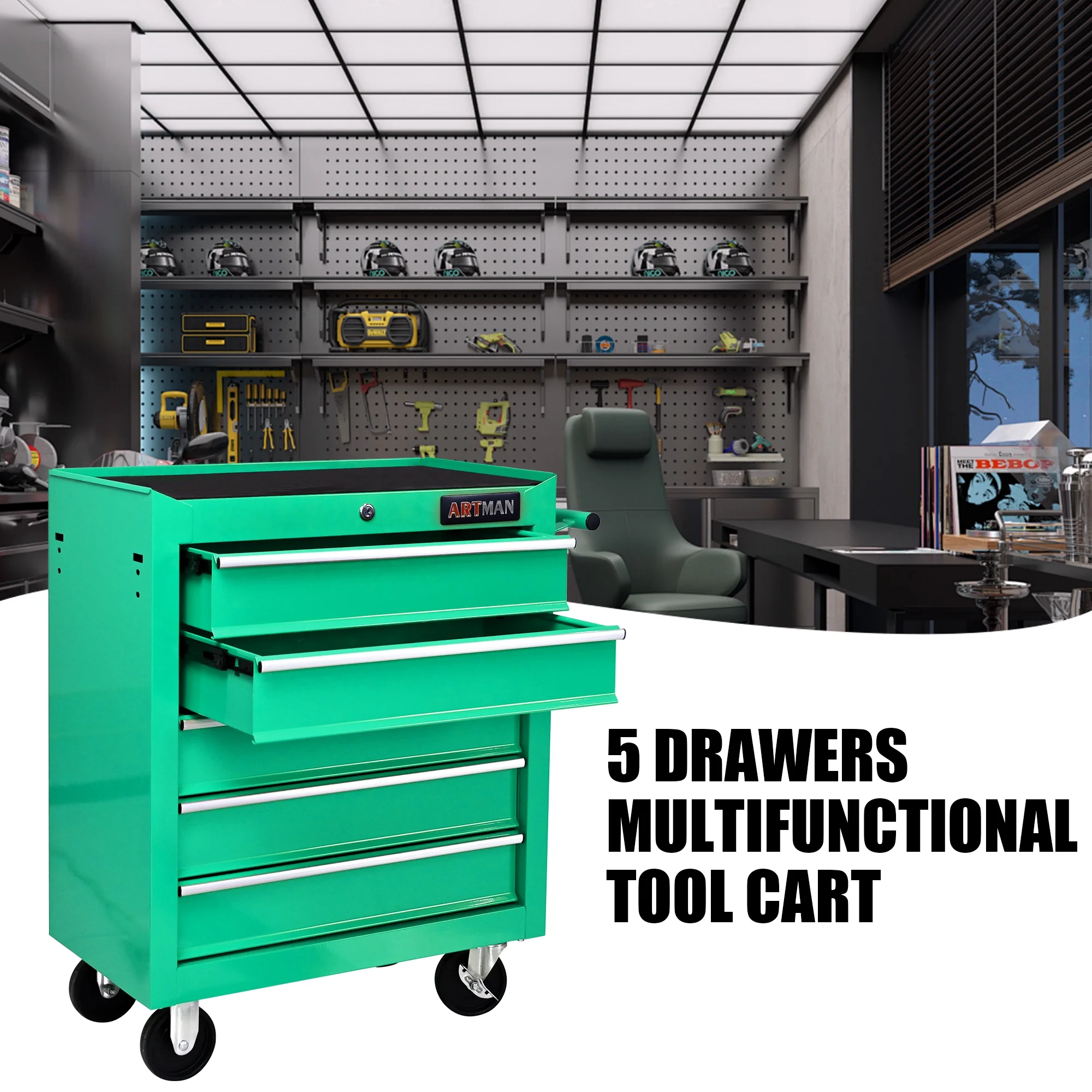 ARTMAN 5 Drawer Rolling Tool Chest, Tool Storage Cabinet with Wheels and Drawers for Garage Warehouse