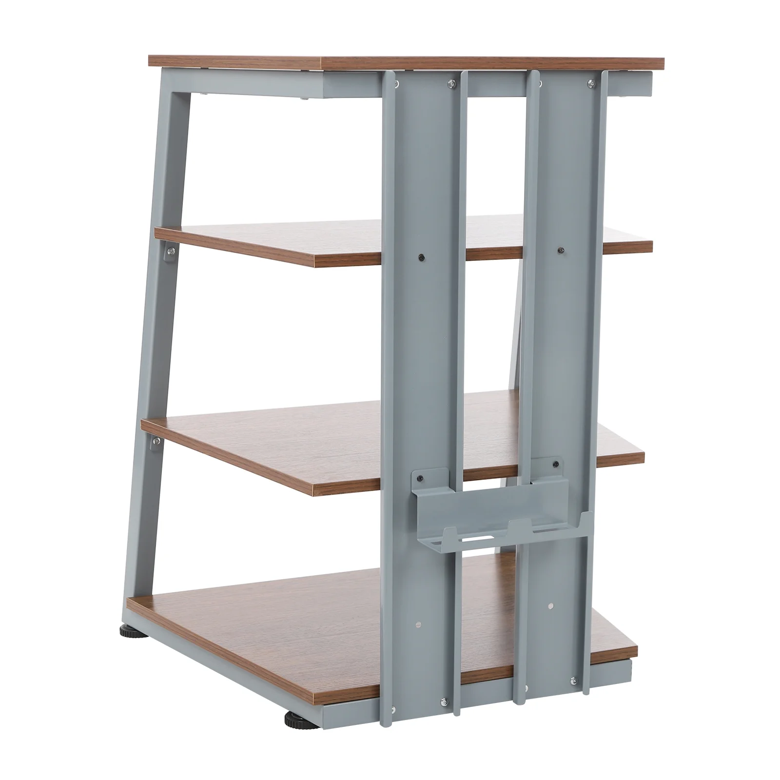 4-Tier AV Media Stand, Multi-Functional Storage Shelf for Organizing and Storing TV Accessories, CD Changers, Receivers, DVD Players, Game Consoles, and Other Media Equipment, Brown and Grey