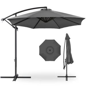 Best Choice Products 10ft Offset Hanging Outdoor Market Patio Umbrella w/ Easy Tilt Adjustment - Tan