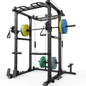 Sportsroyals Power Cage,1600lbs Multi-Function Power Rack with Adjustable Cable Crossover System and More Training Attachment, Weight Cage for Home Gym