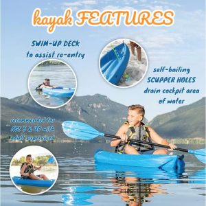 The Wave 6' Youth Kayak with Paddle. Designed for Stability and Safety, It's The Perfect Choice for Young Paddlers Ready to Conquer The Water