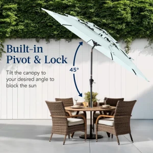 Best Choice Products 10ft 3-Tier Patio Umbrella, Market Sun Shade w/ Tilt Adjustment, Easy Crank - Red