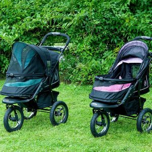 2025 No-Zip NV Pet Stroller for Cats/Dogs, Zipperless Entry, Easy One-Hand Fold, Gel-Filled Tires, Plush Pad + Weather Cover Included, 3 colors