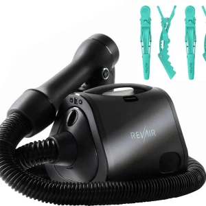 Reverse-Air Hair Dryer with Hair Clips – Black