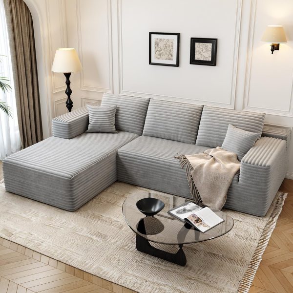 107.5" Cloud Modular Sectional Sofa Couch with L-Shape Chaise,Modern Minimalist Upholstered Couches for Living Room Bedroom,Deep Seat Corner Couch .No Assembly Required (Black,Left Facing Chaise)