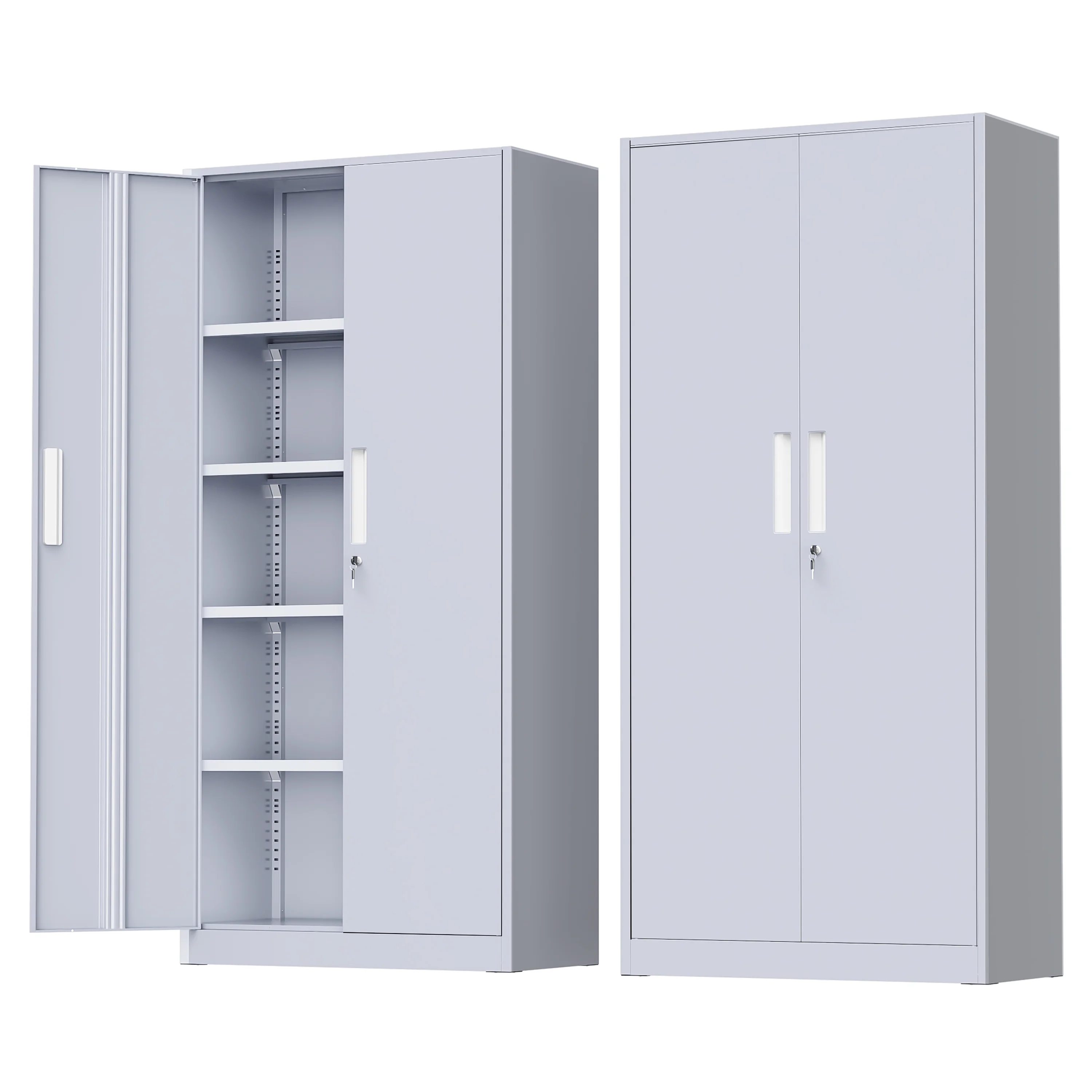 SUNCROWN 71 In Metal Storage Garage Cabinets with Locking Doors and Adjustable Shelves, Steel Storage Cabinet for Garage, Office, Classroom, Assemble Required(Black)