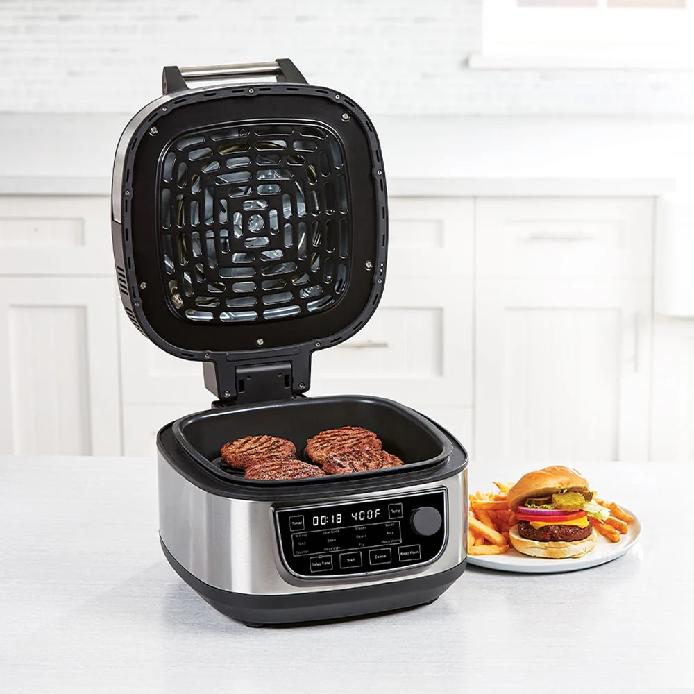 Grill Air Fryer Combo Plus, Indoor Grill / Air Fryer, Stainless Steel