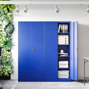 Fesbos Metal Garage Storage Cabinet with 2 Doors and 4 Adjustable Shelves - 71" Steel Lockable File Cabinet,Locking Tool Cabinet for Office,Home,Garage,Gym (Blue)