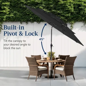 Best Choice Products 10ft 3-Tier Patio Umbrella, Market Sun Shade w/ Tilt Adjustment, Easy Crank - Red