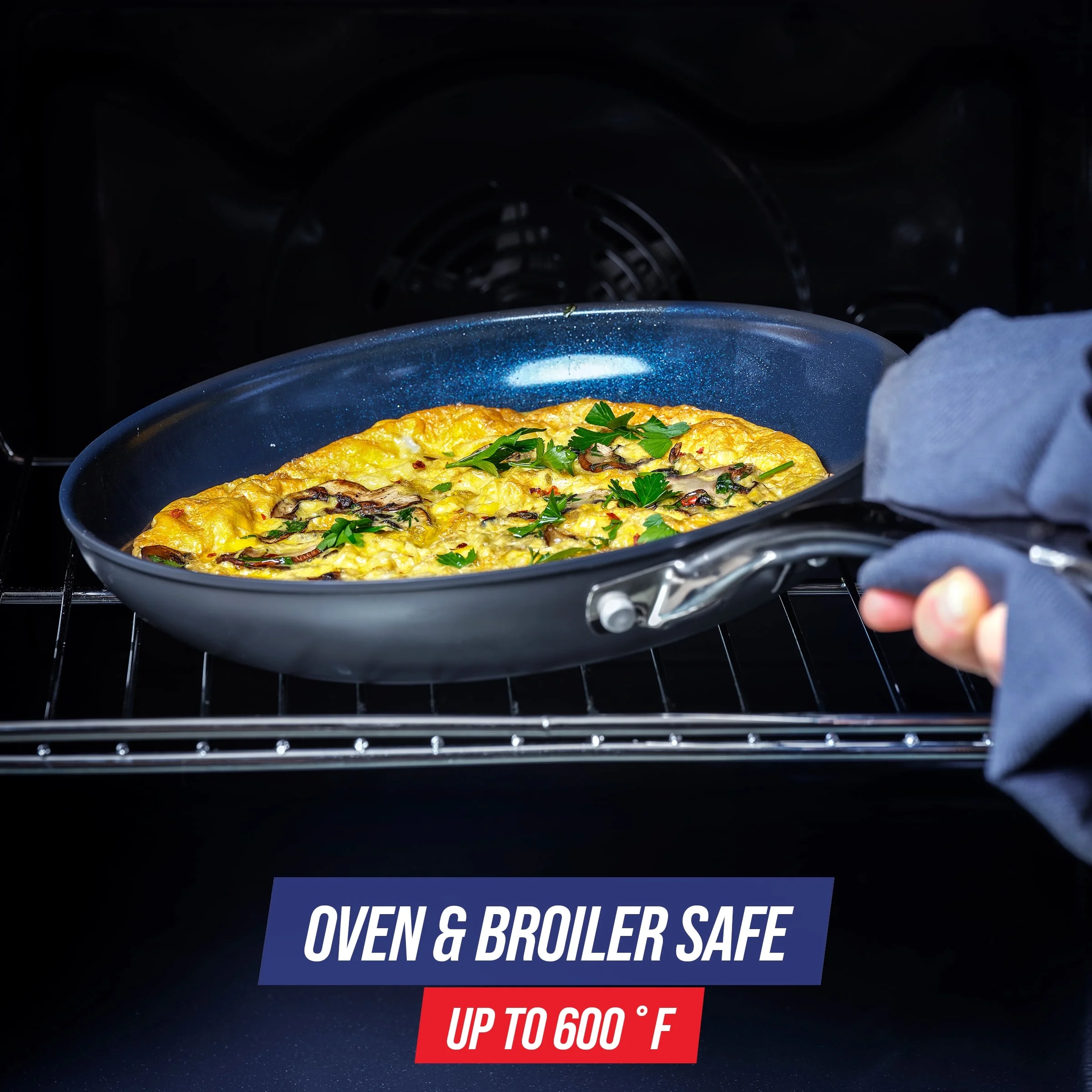 Blue Diamond Hard Anodized Toxin-Free Ceramic, Metal Utensil Safe Frying Pan Set, 10" and 12"