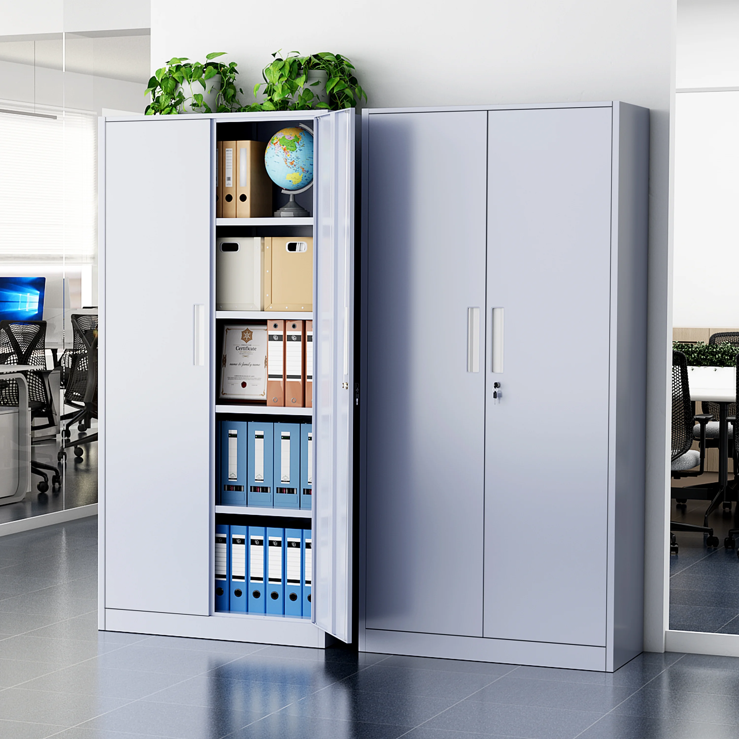 SUNCROWN 71 In Metal Storage Garage Cabinets with Locking Doors and Adjustable Shelves, Steel Storage Cabinet for Garage, Office, Classroom, Assemble Required(Black)