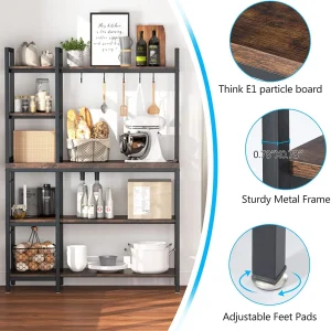 Tribesigns Bakers Rack with Storage Hutch for Kitchen, Microwave Oven Stand, 5-Tier Kitchen Utility Storage Shelf, Kitchen Organization and Storage for Kitchen, Living Room